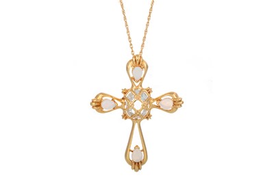 Lot 551 - OPAL AND GEMSTONE 'COPPINI' CROSS PENDANT