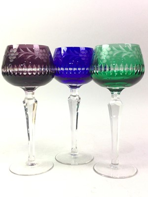 Lot 480 - SET OF SIX HARLEQUIN HOCK GLASSES