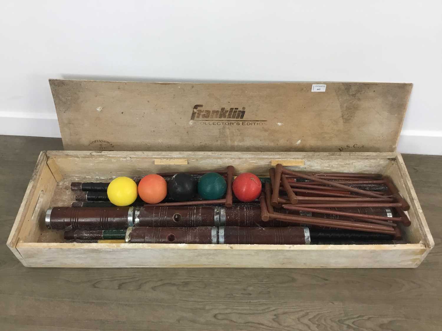Lot 441 - VINTAGE CROQUET SET
