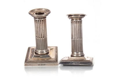 Lot 1402 - PAIR OF EDWARD VII SILVER TABLE CANDLESTICKS