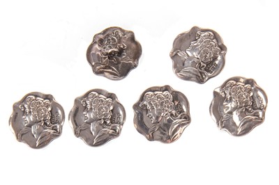 Lot 1413 - SET OF SIX ART NOUVEAU SILVER BUTTONS