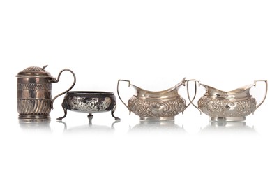 Lot 1415 - PAIR OF SILVER OPEN SALT DISHES WITH SPOONS