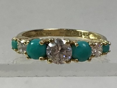 Lot 510 - TURQUOISE AND CUBIC ZIRCONIA RING