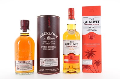 Lot 189 - ABERLOUR 12 YEAR OLD 75CL AND GLENLIVET CARRIBEAN RESERVE