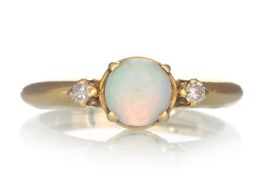 Lot 585 - OPAL AND DIAMOND RING
