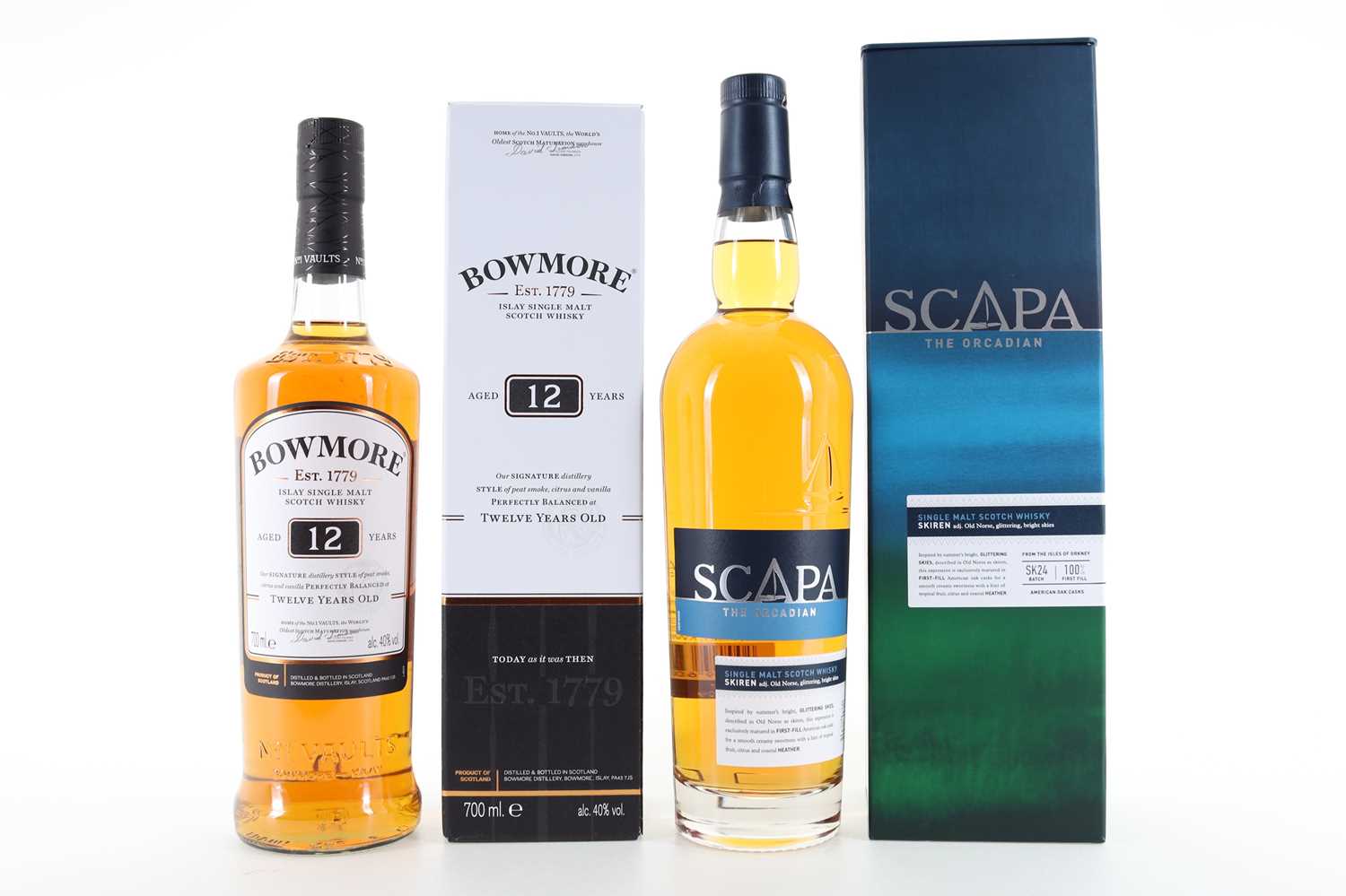 Lot 209 - BOWMORE 12 YEAR OLD AND SCAPA SKIREN