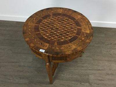 Lot 1326 - CONTINENTAL WALNUT PARQUETRY CIRCULAR TABLE