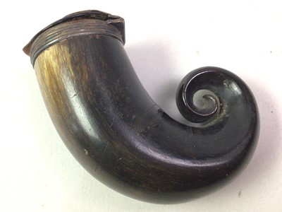 Lot 618 - SCOTTISH WHITE METAL MOUNTED HORN SNUFF MULL