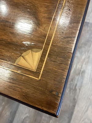 Lot 1328 - VICTORIAN INLAID ROSEWOOD TURNOVER CARD TABLE