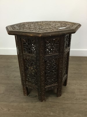 Lot 662 - ANGLO INDIAN CARVED WOOD TABLE