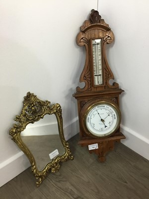 Lot 702 - OAK ANEROID BAROMETER