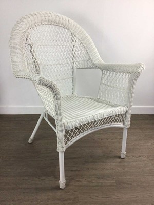 Lot 666 - THREE WHITE PLASTIC CONSERVATORY CHAIRS