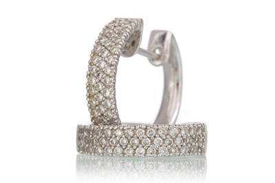 Lot 622 - PAIR OF DIAMOND HOOP EARRINGS