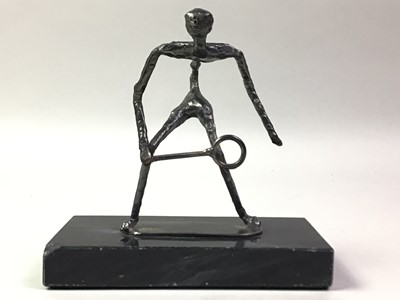 Lot 742 - JOHN McPHAIL, WHITE METAL FIGURE OF A TENNIS PLAYER