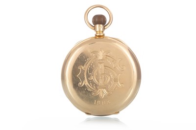 Lot 842 - EIGHTEEN CARAT GOLD OPEN FACE POCKET WATCH