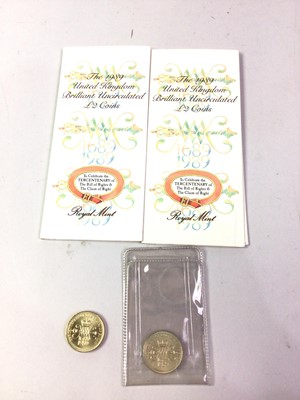 Lot 785 - 1989 BILL OF RIGHTS AND CLAIM OF RIGHT BRILLIANT UNCIRCULATED TWO POUND COIN SETS