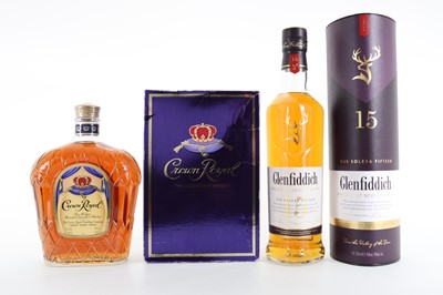 Lot 215 - GLENFIDDICH 15 YEAR OLD AND CROWN ROYAL 1L