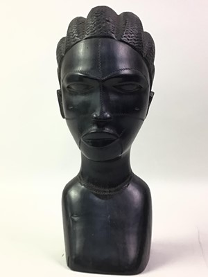 Lot 805A - THREE AFRICAN EBONY BUSTS