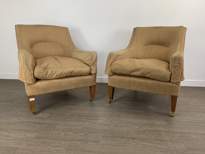 Lot 812 - PAIR OF UPHOLSTERED ARMCHAIRS