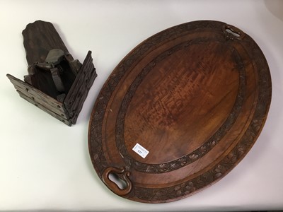 Lot 825 - MAHOGANY SERVING TRAY