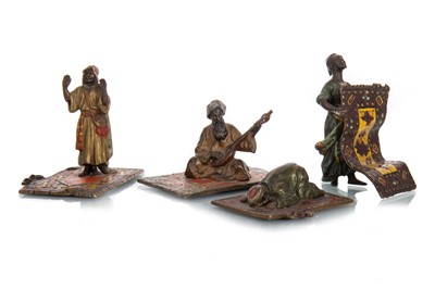Lot 1362 - IN THE MANNER OF FRANZ XAVER BERGMANN, THREE ORIENTALIST COLD PAINTED BRONZES