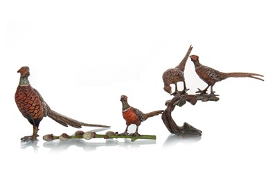 Lot 1365 - IN THE MANNER OF FRANZ XAVER BERGMANN, THREE ZOOMORPHIC COLD PAINTED BRONZES