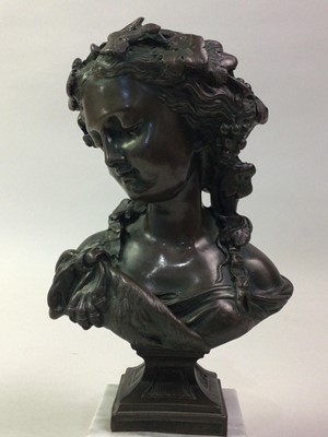 Lot 144 - AFTER AUGUSTE JOSEPH PEIFFER (1832 - 1886), A RESIN BUST OF A YOUNG FEMALE