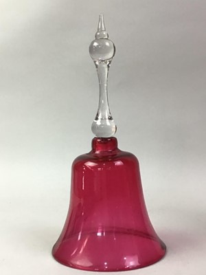 Lot 138 - PAIR OF CRANBERRY GLASS HANDBELLS