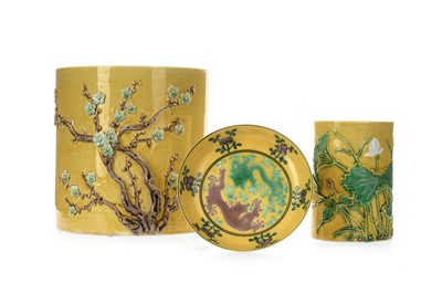 Lot 1192 - GROUP OF CHINESE YELLOW GLAZE PORCELAIN