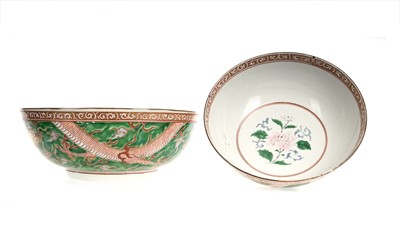 Lot 1202 - TWO CHINESE 'DRAGON' PUNCH BOWLS