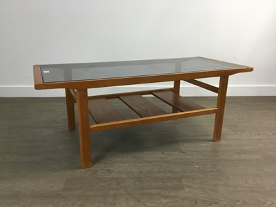Lot 90 - TEAK GLASS TOPPED COFFEE TABLE