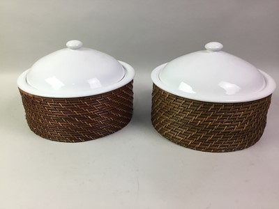 Lot 112 - TWO CERAMIC CASSEROLE SERVING DISHES