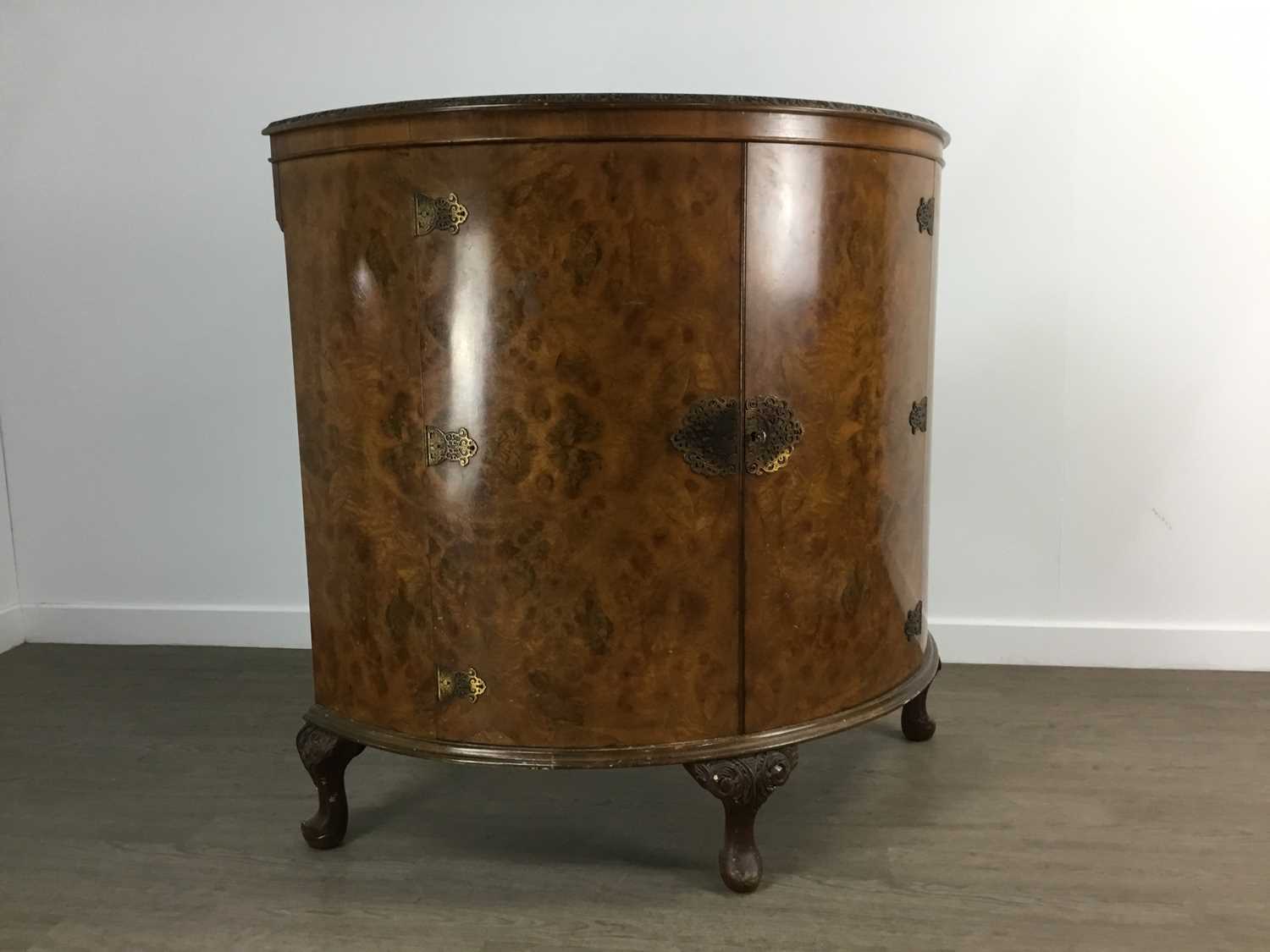 Lot 78 - WALNUT DEMI LUNE CABINET