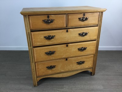 Lot 76 - LATE VICTORIAN ASH CHEST OF DRAWERS