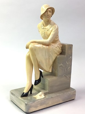 Lot 168 - ART DECO POTTERY FIGURE OF A LADY