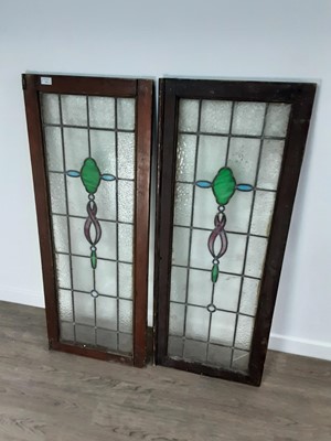 Lot 123 - PAIR OF LEAD AND STAINED GLASS PANELS