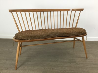 Lot 395 - LUCIAN ERCOLANI FOR ERCOL, MODEL 450 BEECH AND ELM LOVE SEAT