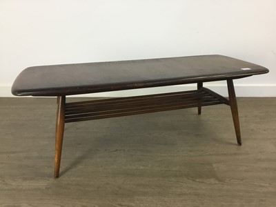 Lot 286 - DARK STAINED ERCOL ELM COFFEE TABLE