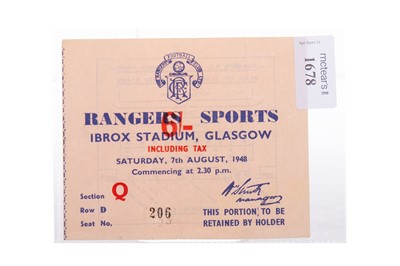 Lot 1678 - RANGERS F.C., 62ND ANNUAL SPORTS DAY, TICKET