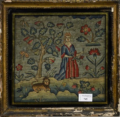 Lot 1277 - CHARLES II EMBROIDERED PANEL