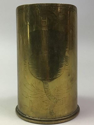 Lot 392 - PAIR OF WWI TRENCH ART SHELLS