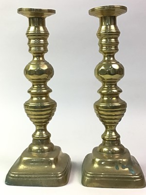 Lot 408 - PAIR OF BRASS CANDLESTICKS