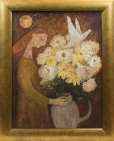 Lot 150 - * HELEN TABOR GIRL WITH FLOWERS oil on canvas,...