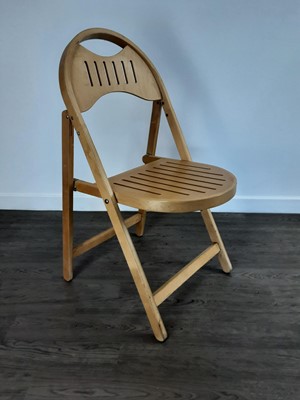 Lot 413 - SET OF SIX BEECH PLYWOOD FOLDING CHAIRS