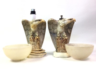 Lot 421 - PAIR OF CONTINENTAL EAGLE-FORM TABLE LAMPS