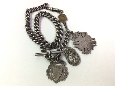 Lot 429 - SILVER ALBERT WITH FOBS