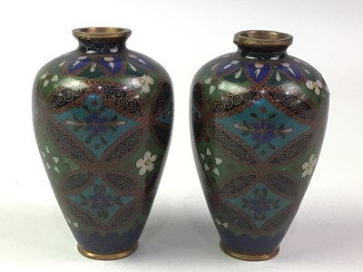 Lot 338 - PAIR OF SMALL CHINESE CLOISONNE VASES