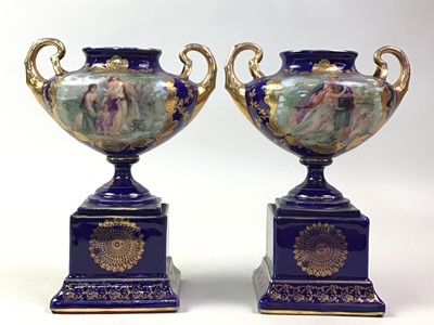 Lot 363 - SMALL PAIR OF VIENNA STYLE VASES.