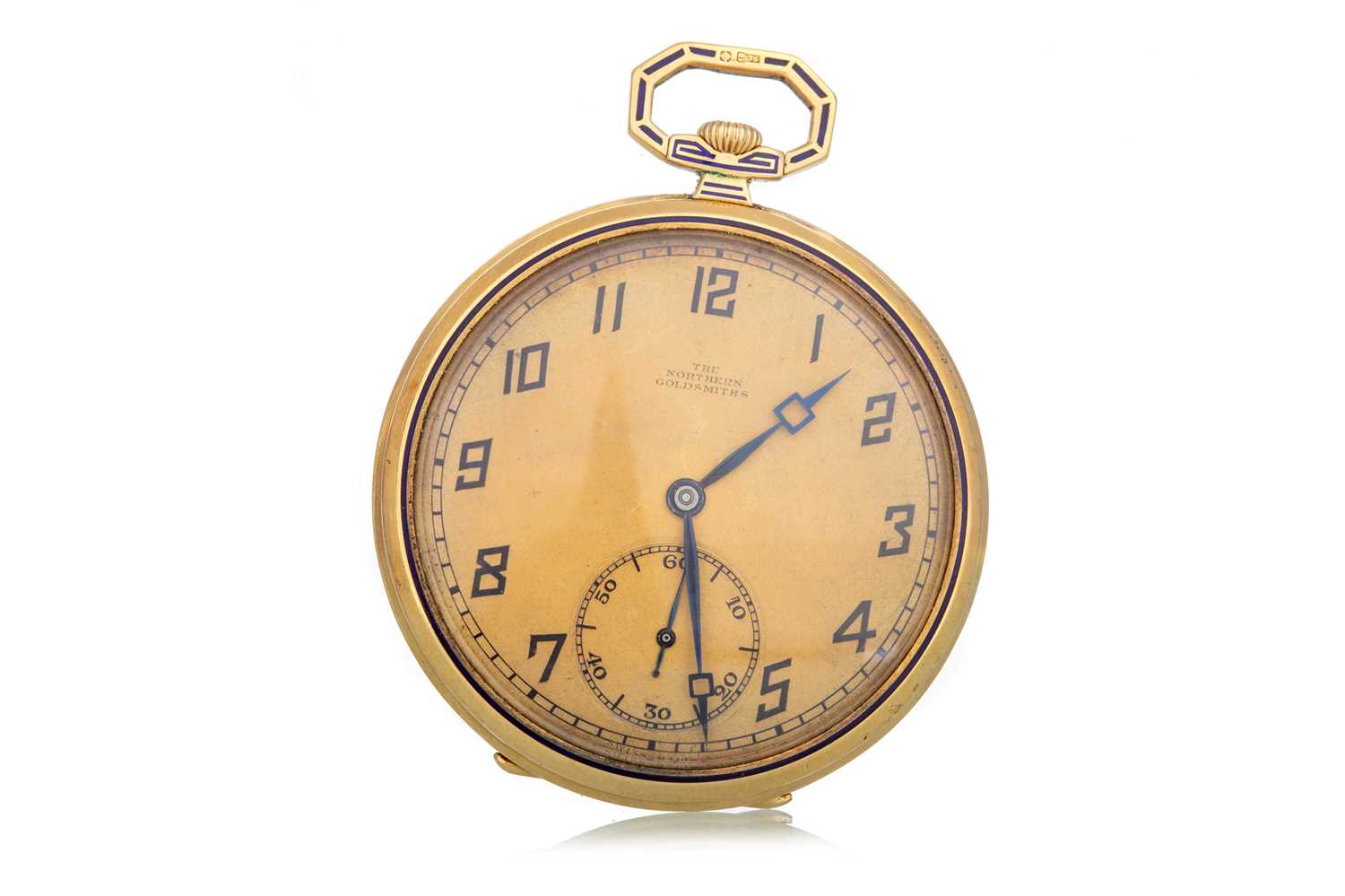 Lot 852 - ART DECO NINE CARAT GOLD OPEN FACE POCKET WATCH