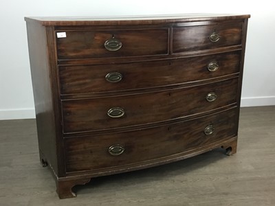 Lot 491 - MAHOGANY BOW FRONT CHEST OF DRAWERS